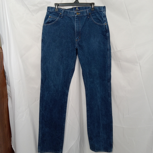 Wrangler 47 MWZ Jeans Mens 37×38 Dark 100% Cotton Rodeo Riding Cowboy Western - Picture 2 of 8